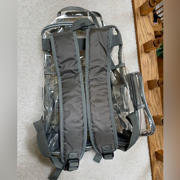 Clear See through Backpack with Gray Padded Shoulder Straps - Picture 3 of 5